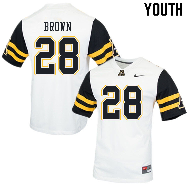 Youth #28 KeSean Brown Appalachian State Mountaineers College Football Jerseys Sale-White - Click Image to Close